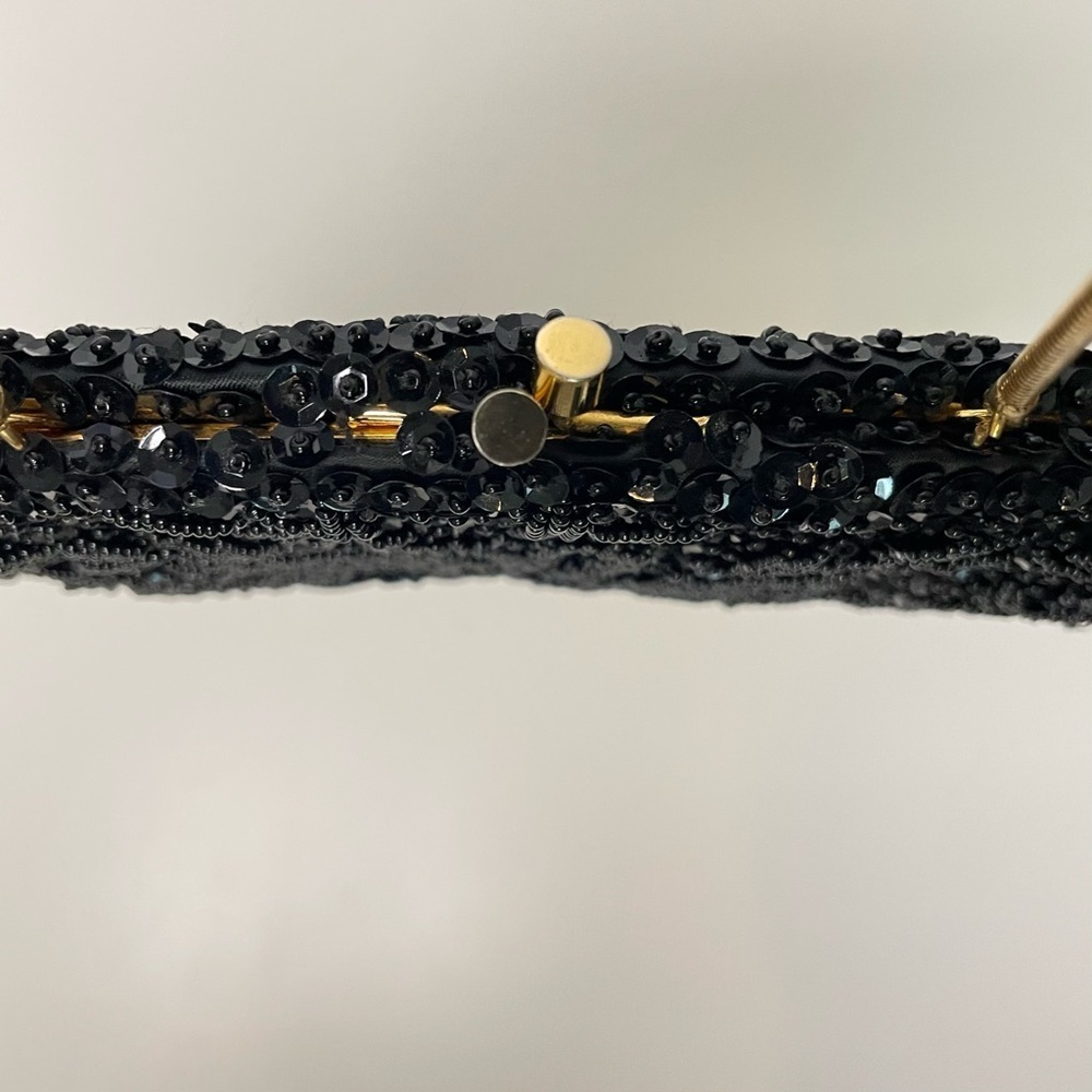 Vintage Black Hand Beaded Bag Made in Hong Kong - Picture 2 of 7